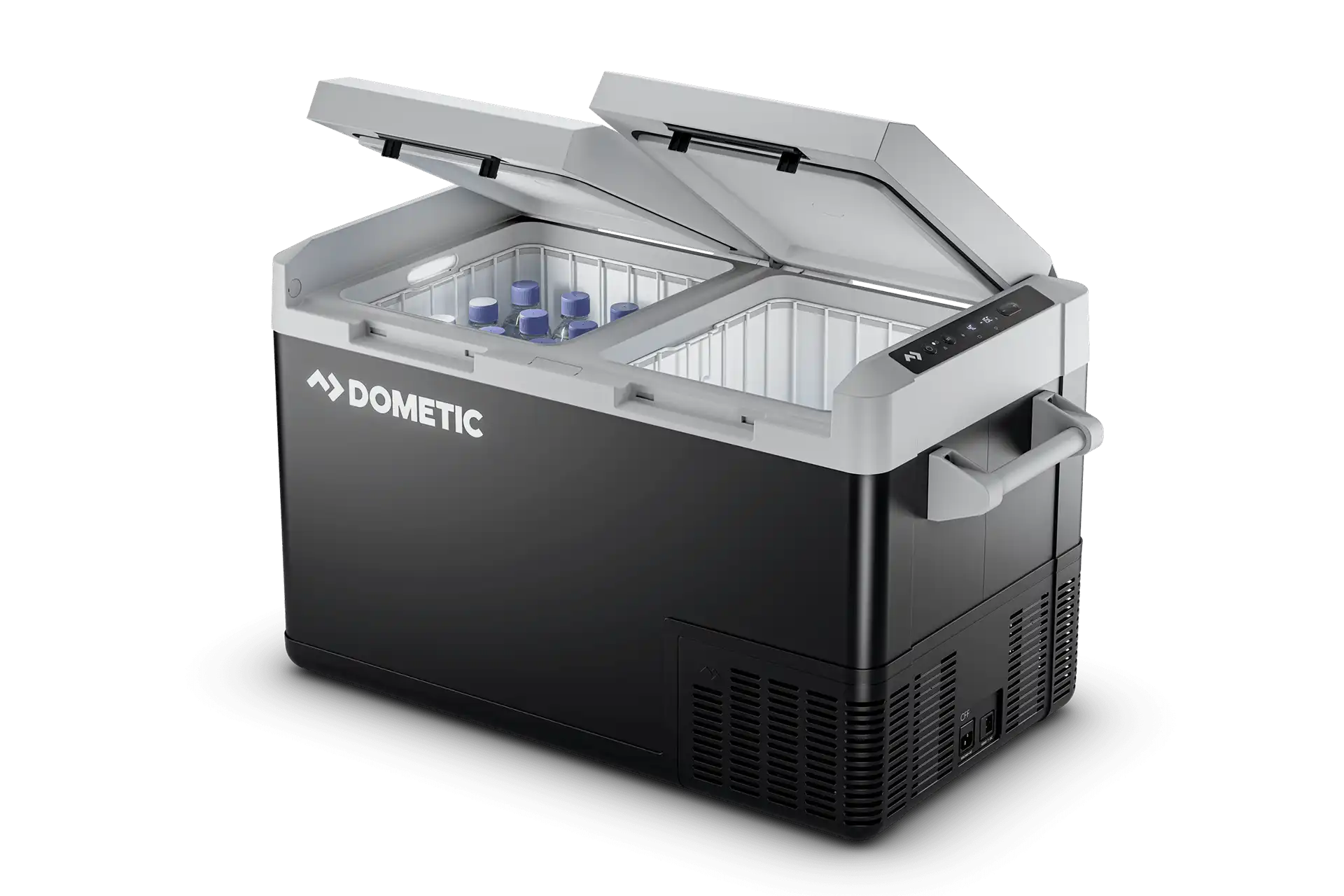 DÖRFELT - DIE WERKSTATT Zwickau bietet Dometic CFF 70DZ tragbare Kompressorkühlbox 2 Zonen 70 Liter mit DC oder Steckdose LED Innenbeleuchtung und Batterieschutz ideal für Wohnmobil Caravan Camping