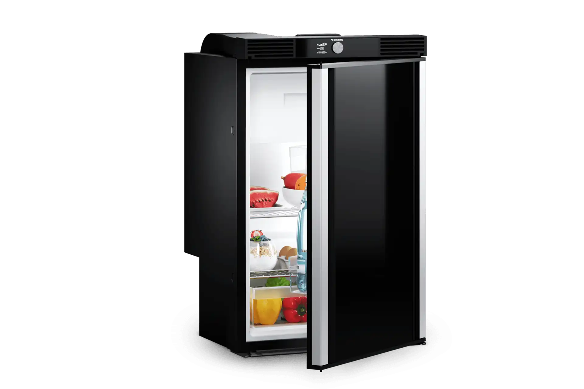 DÖRFELT - DIE WERKSTATT Zwickau präsentiert Dometic RCS 105T Kompressorkühlschrank 78 Liter mit 2 Scharnieren beidseitig zu öffnen TFT Bedienelement moderne Kühltechnik für Wohnmobil Caravan