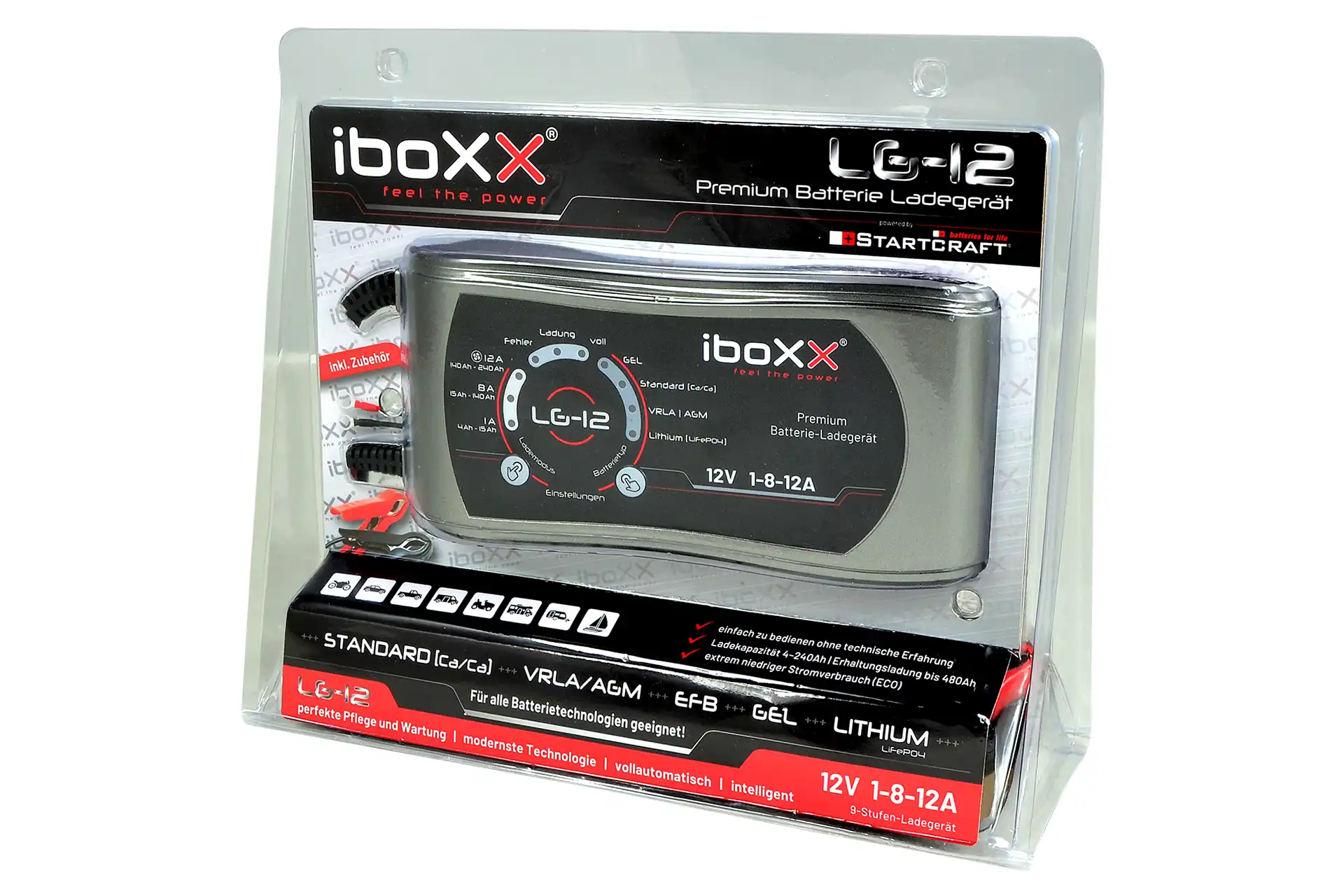 12V Ladegerät iBoxx LG12 – universelles Ladegerät für VRLA-, AGM-, GEL-, EFB- und Lithium LiFePO4-Batterien, optimierte Ladetechnik, intelligente Batteriewartung und zuverlässige Stromversorgung für Sonderfahrzeuge in Zwickau Dörfelt - die Werkstatt