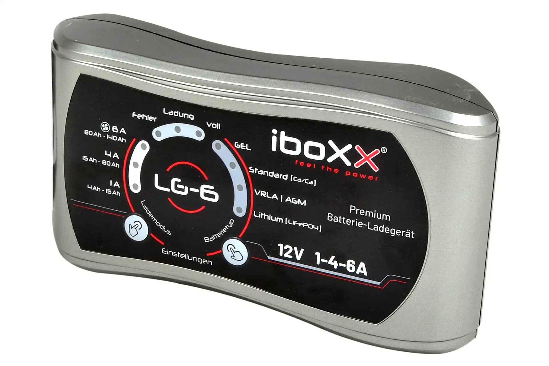 12V Ladegerät iBoxx LG6 – universelles Ladegerät für VRLA-, AGM-, GEL-, EFB- und Lithium LiFePO4-Batterien, intelligente Ladetechnik, schonende Vollladung und zuverlässige Stromversorgung bei Dörfelt