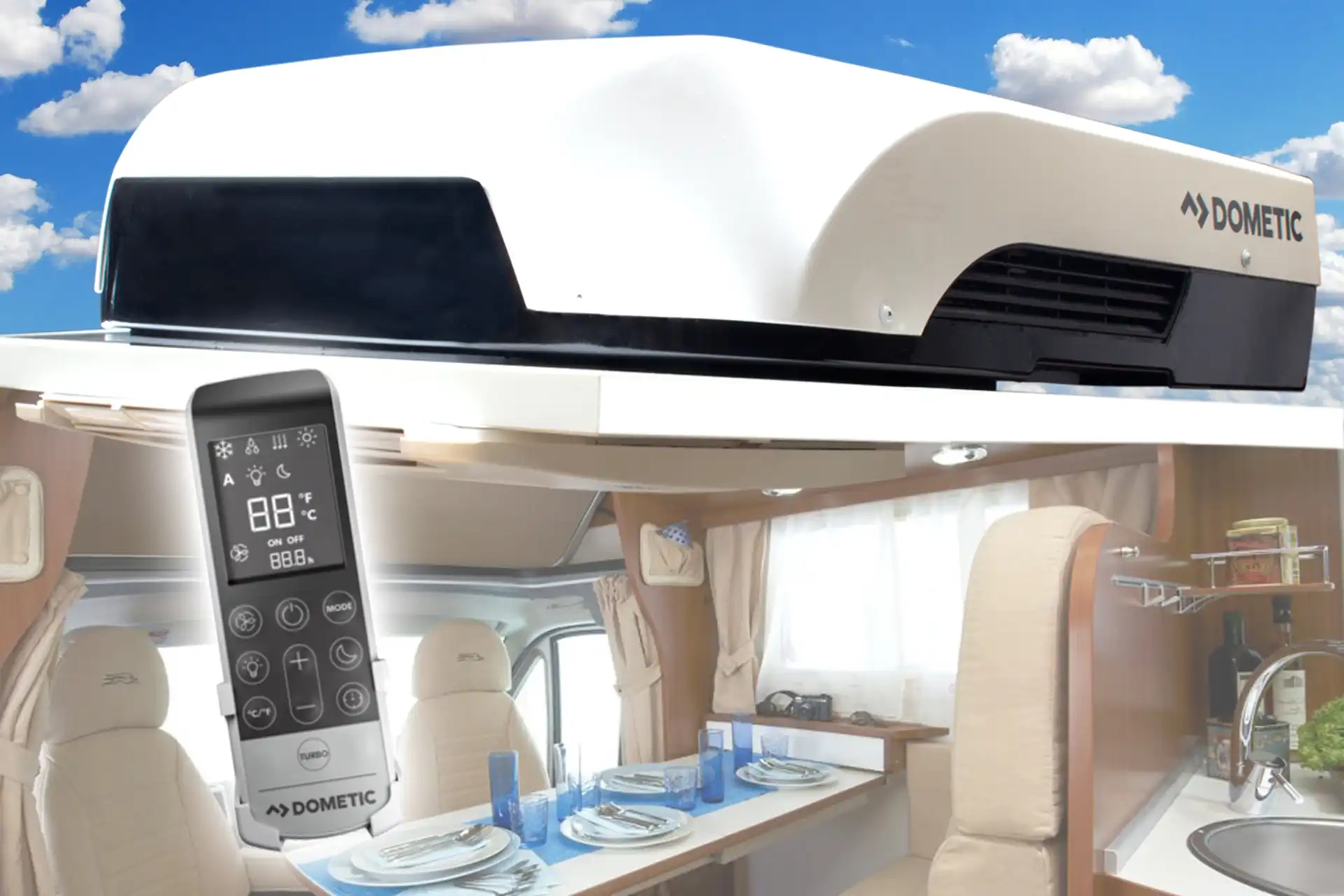 Klimaanlage Einbau und Nachrüstung der Dometic Dachklimaanlage inklusive Inneneinheit professionelle Umrüstung und Installation bei DÖRFELT DIE WERKSTATT in Zwickau effiziente Fahrzeugklimatisierung für Camper und Wohnmobile