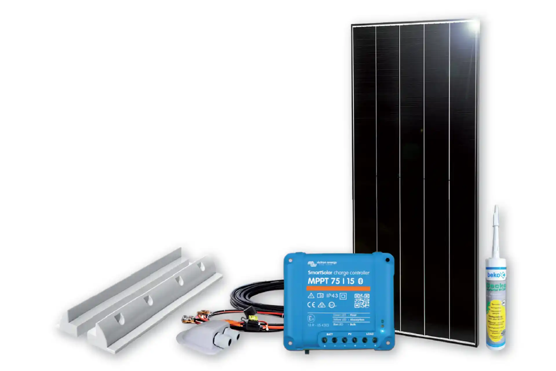 Wohnmobil Solaranlage 110W Black Line mit MPPT Laderegler hochwertige Schindelzellen effizientes Solar Komplettset für Camper und Reisemobile von DÖRFELT - DIE WERKSTATT in Zwickau